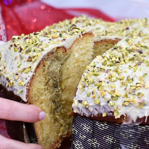 Panettone Vegano al Pistacchio con Glassa di Cioccolato Bianco Pane-Veg - Biscottificio Guerra