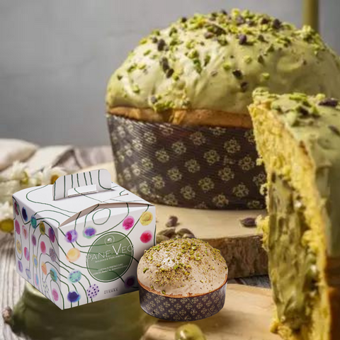 Panettone Vegano al Pistacchio con Glassa di Cioccolato Bianco Pane-Veg - Biscottificio Guerra