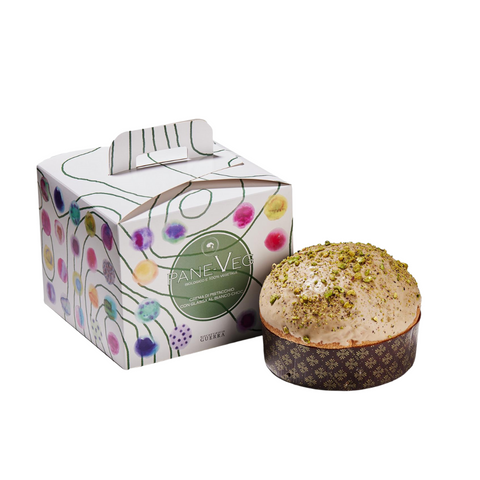 Panettone Vegano al Pistacchio con Glassa di Cioccolato Bianco Pane-Veg - Biscottificio Guerra