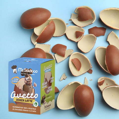 Ovetto ALTERNATIVA 100% VEGETALE al cioccolato bianco e al latte - Mr Sciocco